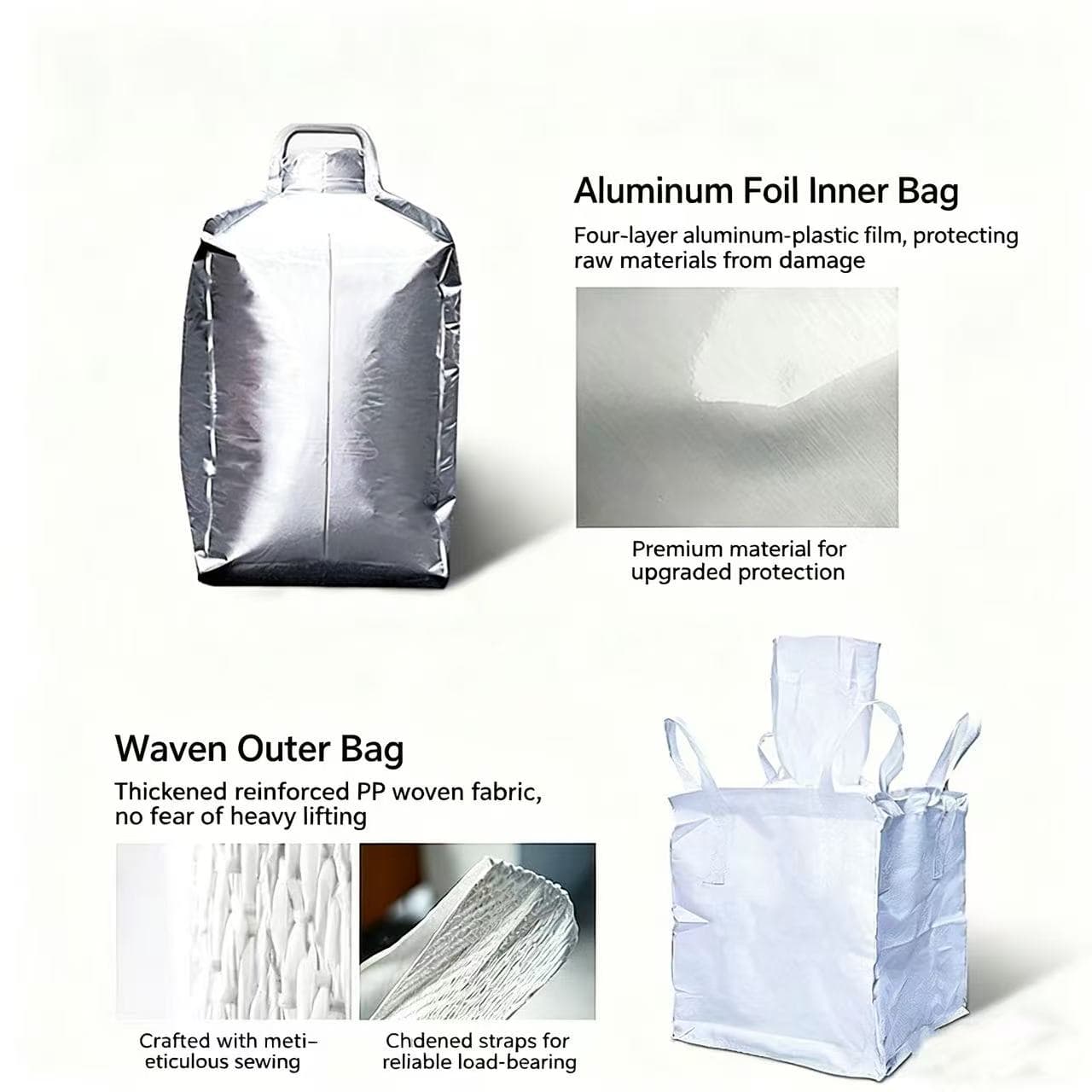 1-2 Ton Battery Powder FIBC Bags - Aluminum Foil Liner, Moisture Barrier & Light-Proof 1-2 Ton Battery Powder FIBC Bags - Aluminum Foil Liner, Moisture Barrier & Light-Proof